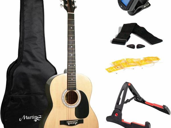Martin Smith Acoustic Guitar Kit with Full-Size Acoustic Guitar, Guitar Stand, Guitar Tuner, Guitar Bag, Guitar Strap, Guitar Plectrums & Spare Guitar Strings