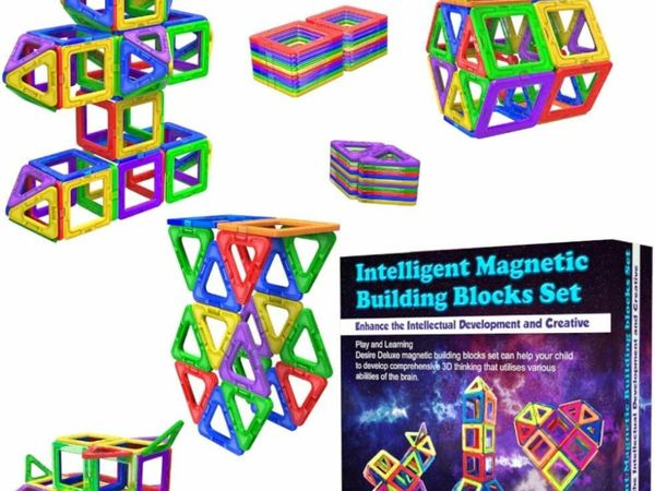 Desire Deluxe Magnetic Building Blocks 40pc Construction Toys Set for Kids Game | STEM Creativity Educational Magnets Toy Blocks for Boys Girls Age 3 4 5 6 7 Year Old