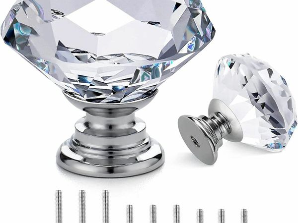 12p Crystal Knobs - Drawer Knobs Dresser Knobs 30mm Glass Diamond Knobs Pull and Knobs 12p Knobs Crystal 12 for Dresser, Kitchen, Bathroom Cabinet