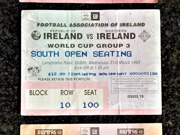 Collection of souvenir Republic of Ireland football tickets
