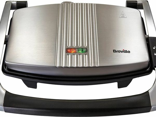 Breville Sandwich/Panini Press & Toastie Maker | 3-Slice | Non-stick-coated aluminium plates | Stainless Steel [VST025]