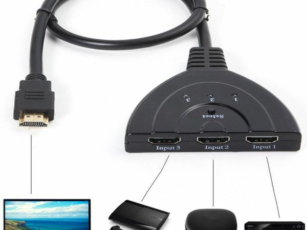 3 Port HDMI Switch 3 IN 1 OUT 1080P Hub Switcher Splitter Adapter Cable PS3