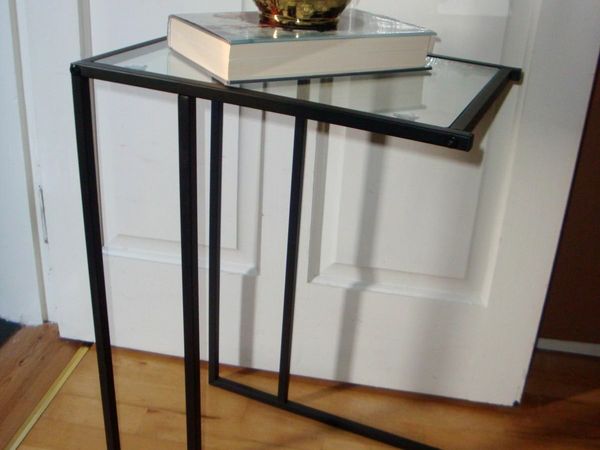 Sofa side table with glass top - NEW