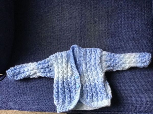 Baby Blue Hand-Knitted Cardigan - Newborn
