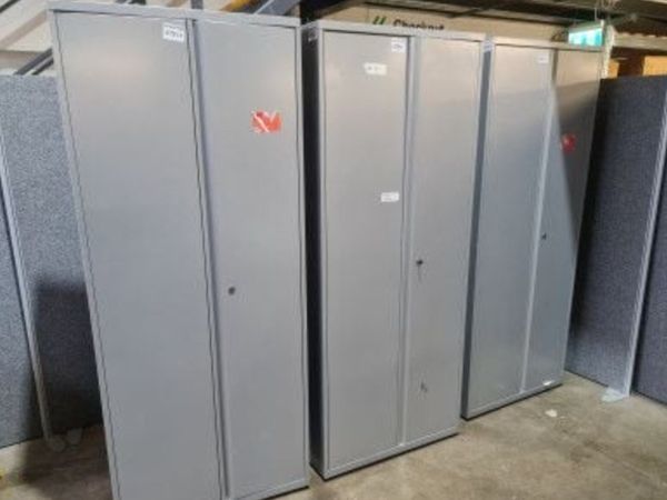 Steel storage units in grey