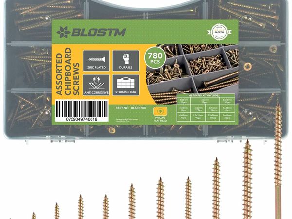 BLOSTM 780PC Wood Screws Assortment