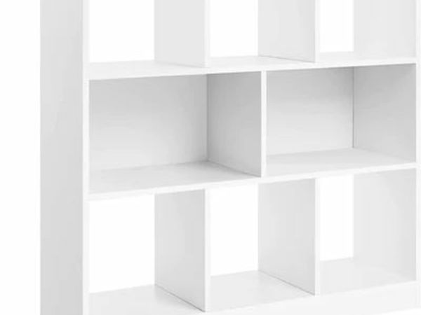 BOOKSHELF, CUBE SHELF, STANDING SHELF, WITH OPEN COMPARTMENTS, FOR LIVING ROOM, STUDY, CHILDREN'S ROOM, OFFICE, AS A ROOM DIVIDER, 97.5 X 30 X 100 CM, WHITE