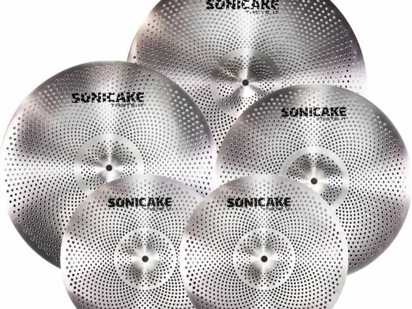 Low Volume Cymbal Pack Quiet Cymbal Set 14" Hi-Hat+16" Crash+18" Crash+20" Ride Cymbal Practice Set of 5pcs Silver