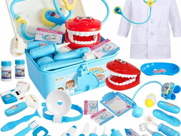BUYGER Kids Doctors Set Case for Kids Educational Toys for 3 Year Old Boys Medical Play Fancy Dress Up Clothes for Boys, Girls