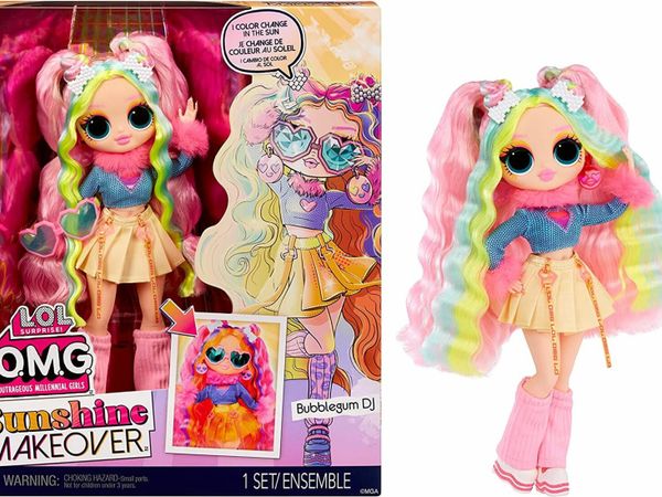 LOL Surprise OMG Sunshine Makeover Fashion Doll - BUBBLEGUM DJ - Includes UV Colour Change in the Sun, Multiple Surprises