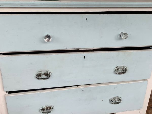 Chest of drawers vintage duck egg blue and cream c