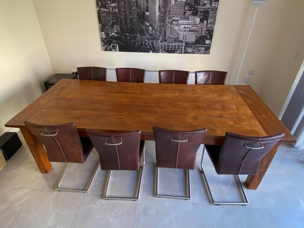 Large Antique Dining Table with 8 Chairs