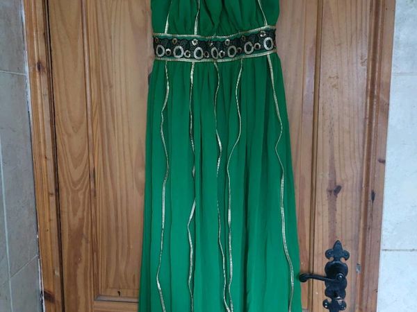 Grecian green and gold halter maxi dress-free post