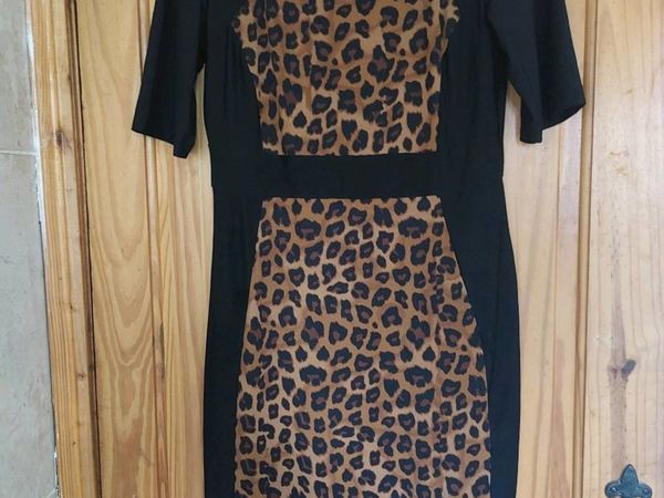 Black and leopard print dress (free postage)