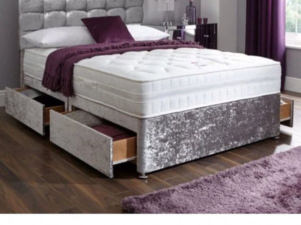 Crushed velvet divan double bed