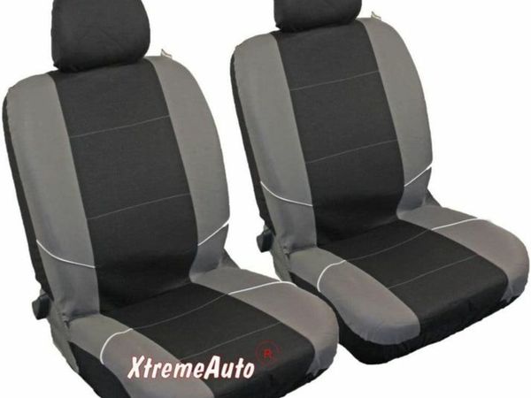Universal Fit Front Pair of Car Seat Covers BLACK GREY