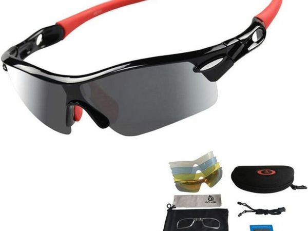 V Polarized Sports Sunglasses for Men Women UV400 Cycling Glasses with 5 Interchangeable Lenses Bike Goggles in Cycling, Fishing, Running, Driving, Golf
