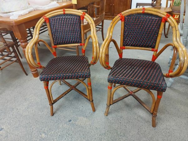 Pair vintage 1960s cane chairs