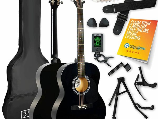3rd Avenue Full Size Acoustic Guitar Premium Pack Black