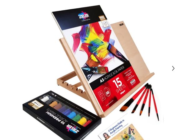 A3 EASEL - ACRYLIC  - A3 PAD AND BRUSH SET unused
