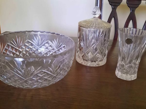 Crystal Bowl, Bonbon Dish and Vase