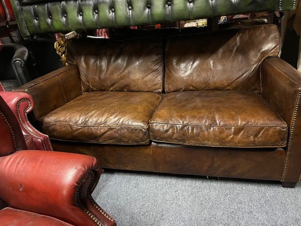 Halo brown leather 3 seater  sofa