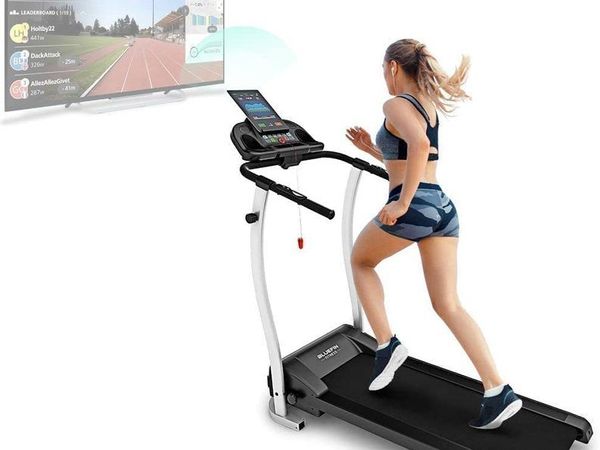 Bluefin Fitness KICK 2.0 Innovative High-Speed Folding Treadmill | Kinomap | Live Video Streaming | Video Coaching & Training | Quiet | 12 Km/h + 18% Incline | Joint Protection Tech | HRC Sensors