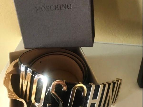 Moschino Logo- Plaque Leather Belt
