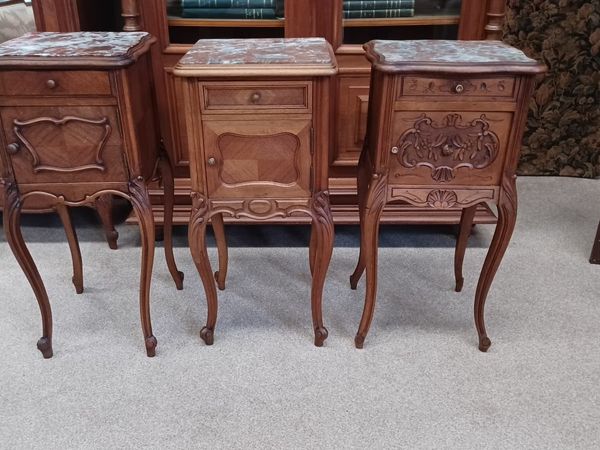 3 French bedside table with marble top