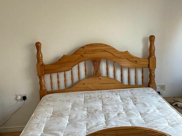 King size bed wood and mattress