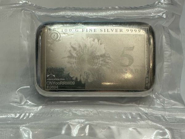 100 Grams Silver Note 2023 Coin Bar for Sale!