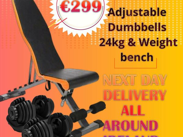 Weight Bench with 24kg Adjustable Dumbbells