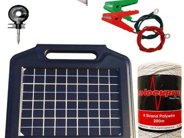 Electric Fence Energiser Solar Powered SRS02 White Kit 0.2J