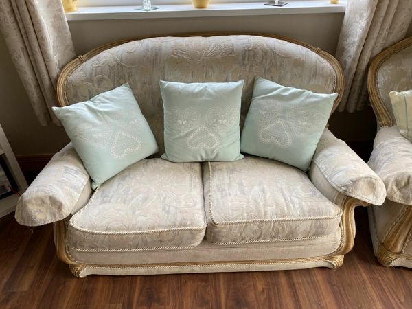 2 Seater Couch with Armchairs and Pouffe