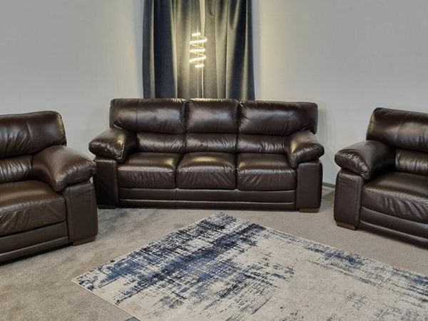 Genuine leather 3+1+1 dark brown suite  sofas