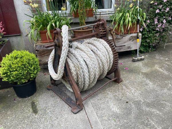 Vary large vintage cast iron sea winch