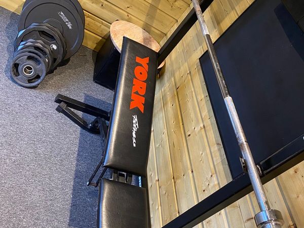 Gym Bench Barbell Rack and Plates