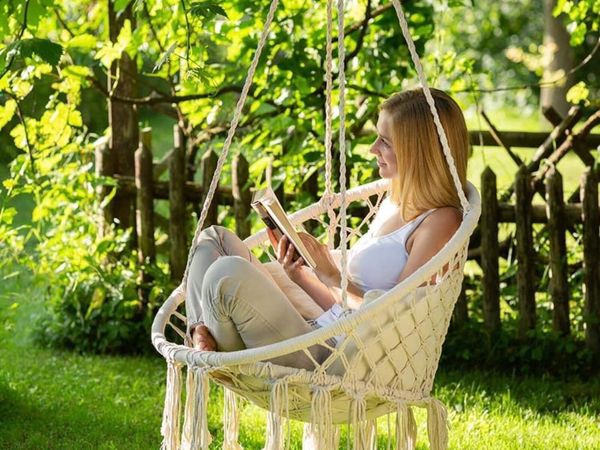MACRAME SWING CHAIR + CUSHIONS - DELIVERY
