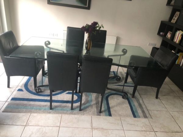 Black leather dining room chairs
