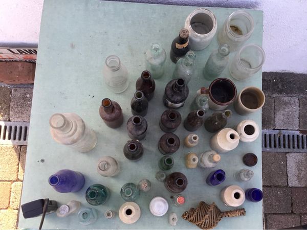 Selection of old bottles / jars / etc