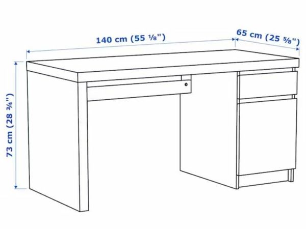 MALM Desk - White 140x65 (DELIVERY WITHIN DUBLIN)