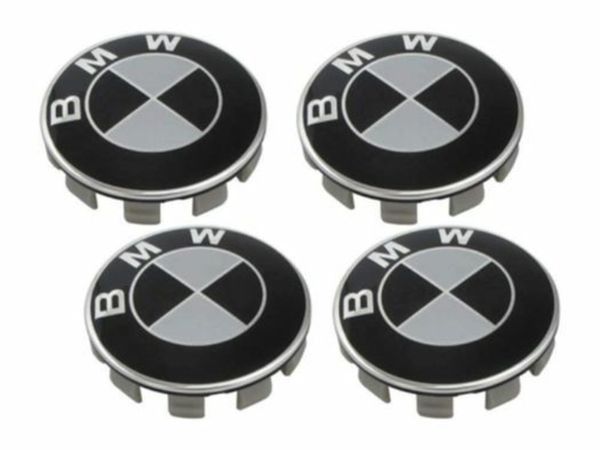 BMW WHEEL CENTRE HUB CAPS x 4 68mm Black White