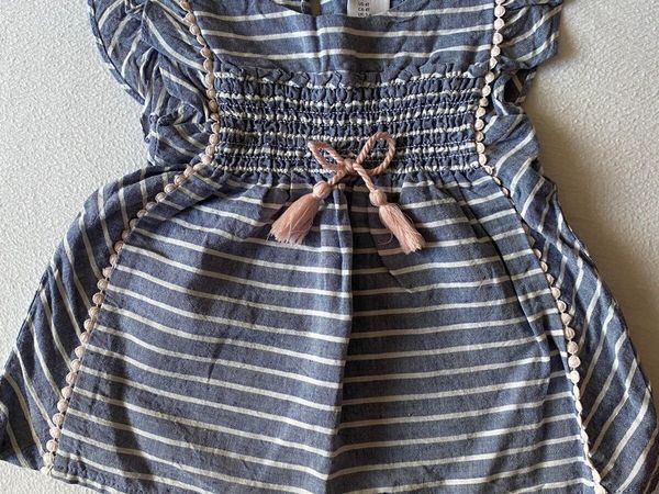Girl’s White & Blue Striped Dress/ Tunic