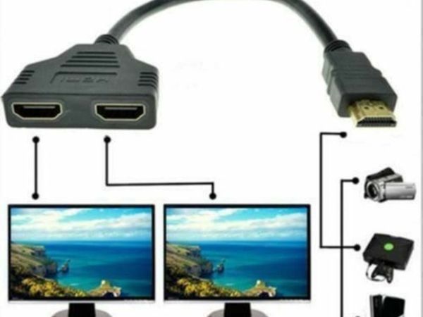HDMI 1 to 2 Splitter Cable Male to Female M/F 1 in