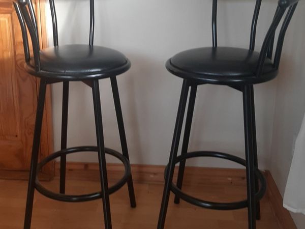 2 x Kitchen Tubular High Swivel Chairs