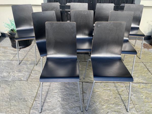 As New - 10 x Matching Black Stacking Chairs
