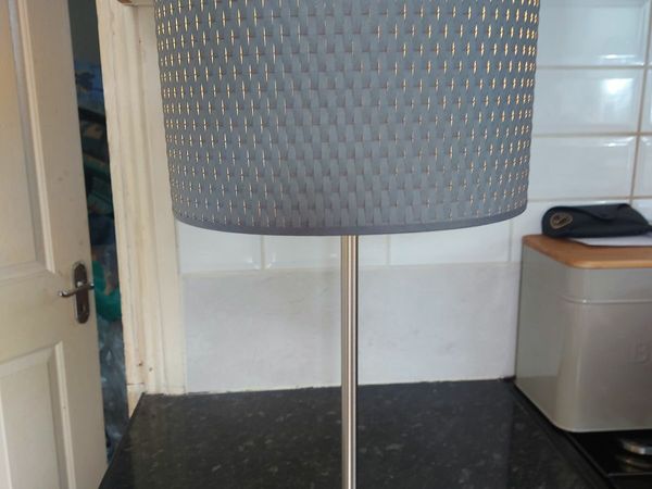 Chrome table lamp with grey shade