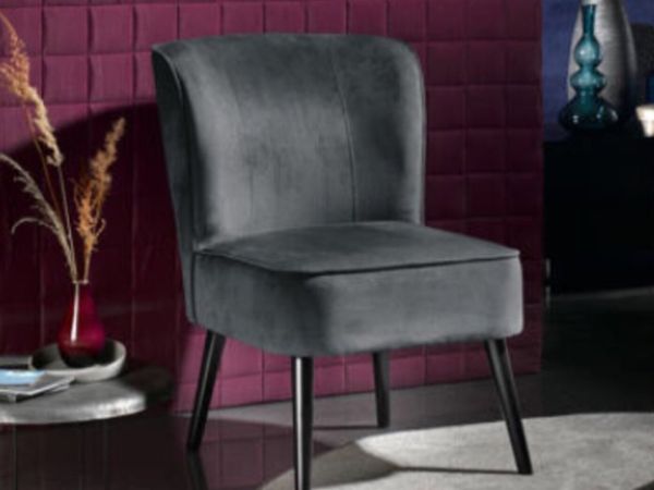 Brand new grey velvet cocktail chair