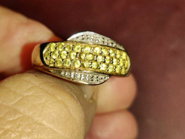 DIAMONDS' & CITRINE'S, 9CT Gold Vintage Ring !