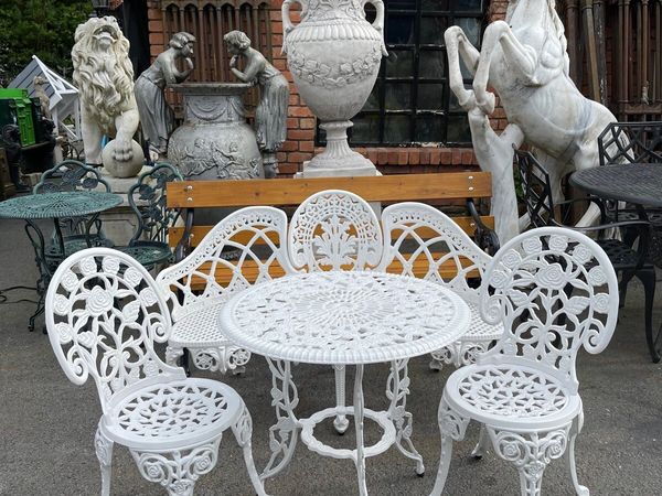 Cast iron bistro table chairs